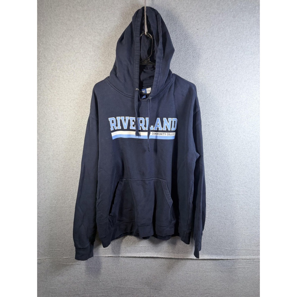 Riverland Community College Hoodie Mens XL Blue Big Cotton Pullover Sweatshirt